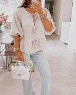 Bow Tie Beige Tetra Blouse